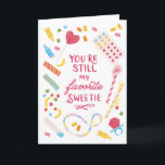 Sweet Funny Millennial Candy Carte de voeux<br><div class="desc">Dites à votre ami, petite amie, petit ami ou partenaire que vous les adorez encore après tout ce temps. Comme les bonbons que tu mangeais quand tu étais enfant. Ce design rétro qui présente des illustrations colorées de bonbons travaille pour toutes les occasions, y compris les anniversaires, la Saint-Valentin et...</div>