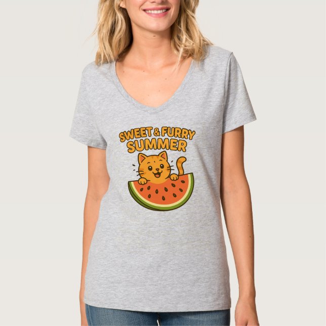 Sweet & Furry Summer - Cute Watermelon T-Shirt de  (Devant)