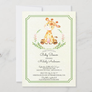Sweet Giraffe Neutral Baby shower Invitation