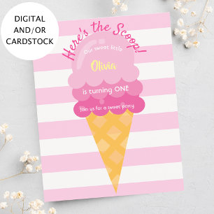 Sweet glace fille rose 1er anniversaire invitation