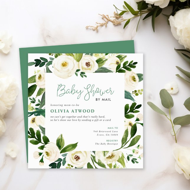 Sweet Greenery Floral Frame Baby shower Invitation (Créateur téléchargé)