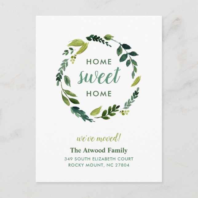 Sweet Greenery Nouvelle adresse Moving Faire-part (Devant)