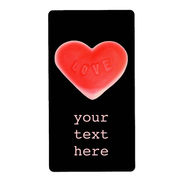 Sweet Heart Black 'Your Text' étiquette grand (Devant)