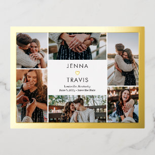 Sweet Heart FOIL Collage Enregistrer La Date Carte