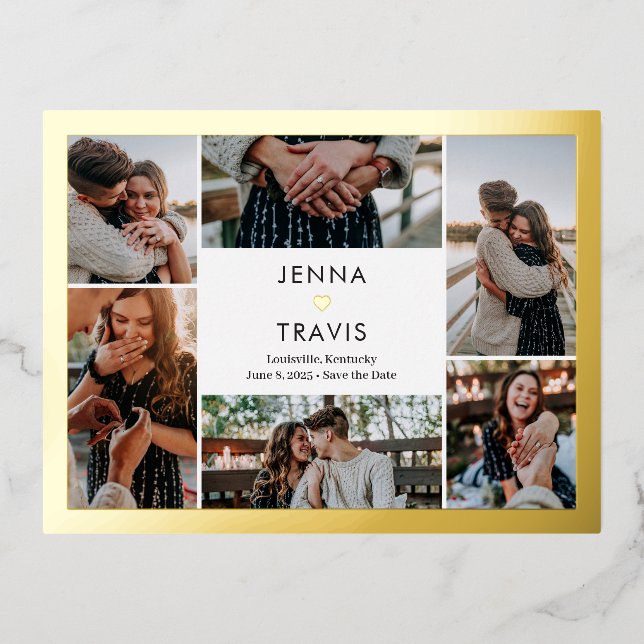 Sweet Heart FOIL Collage Enregistrer La Date Carte (Recto)