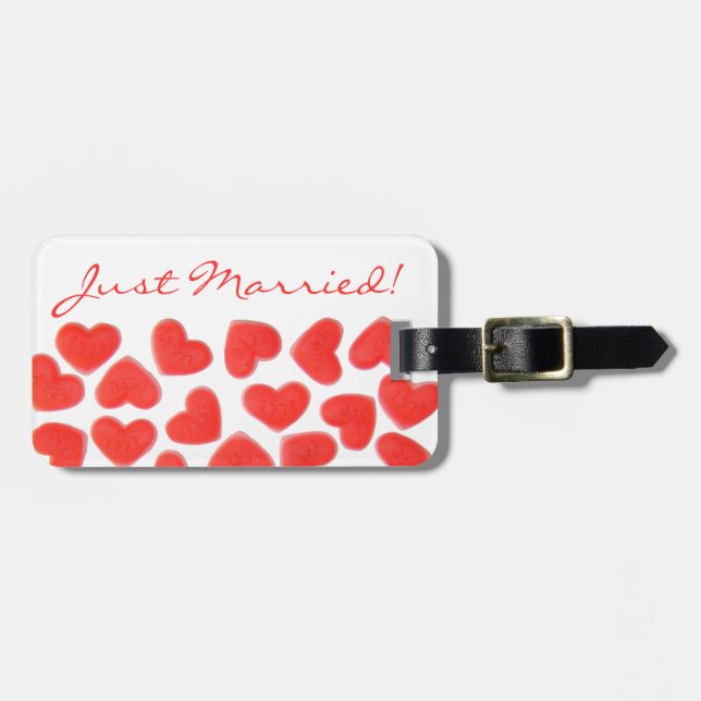 Sweet Hearts 'Just Married!' étiquette bagage pays (Devant horizontal)