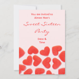 Sweet Hearts Pink invitation "Sweet sixteen party"