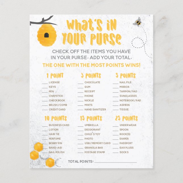 Sweet Honey Bee Jaune Baby shower Jeu de bourse (Devant)