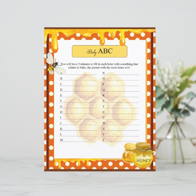 Sweet Honeybee Baby shower ABC Jeu (Debout devant)