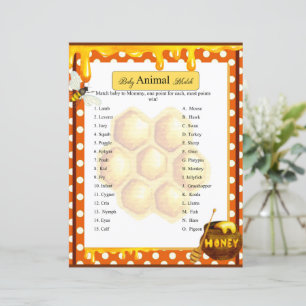 Sweet Honeybee Baby shower Animal Match Jeu