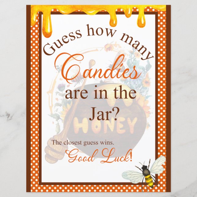 Sweet Honeybee Baby shower Candy Jar (Devant)