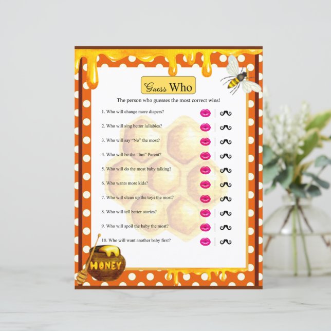 Sweet Honeybee Baby shower Devinez Qui Joue (Debout devant)