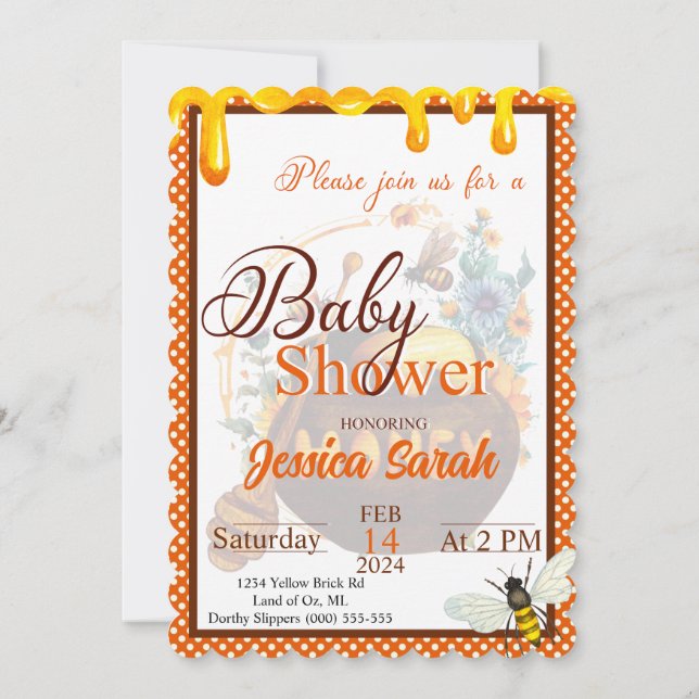 Sweet Honeybee Baby Shower Invitations (Dos)