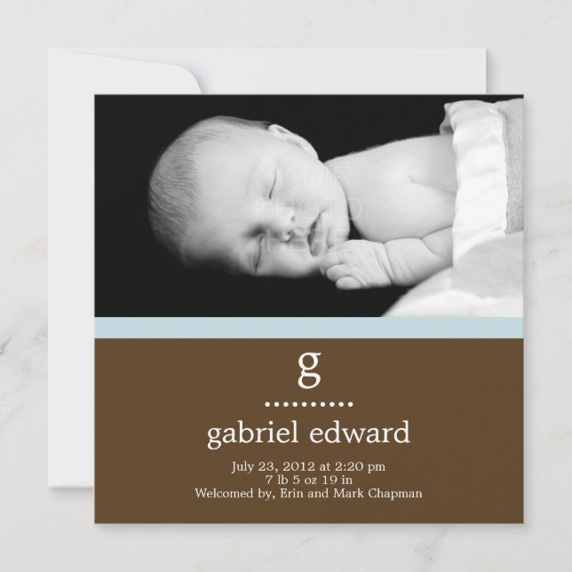 Sweet Initial Baby Boy Faire-part de naissance (Devant)