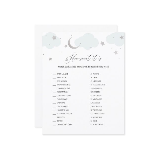 Sweet it is Candy Bar Baby shower carte de jeu (Devant/Arrière en situation)