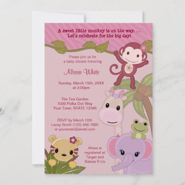 Sweet Jungle Babies Baby shower Invitation safari (Devant)