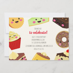 Sweet Kawaii Desserts Invitation Pour Enfants
