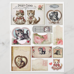 Sweet Kittens & Rose Ephemera Collection R
