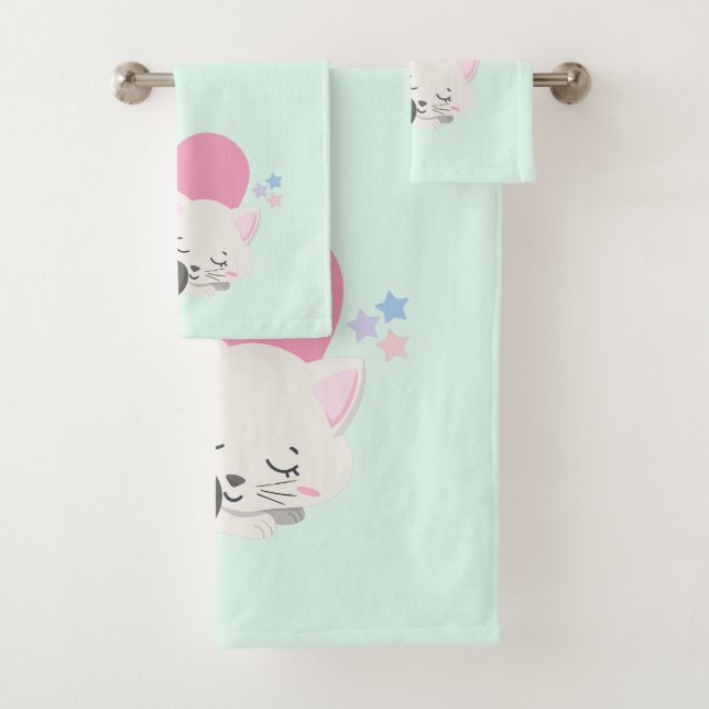 Sweet Kitty Chat Dormir avec un grand coeur rose (En situation)