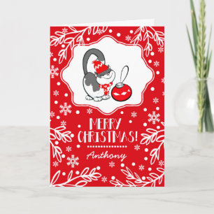 Sweet Kitty Personnalisé Nom Cartes de Noël pour