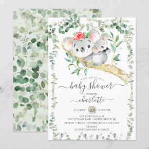 Sweet Koala Bear Boys Baby shower Invitation