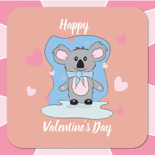 Sweet koala kids Valentine's Day stickers