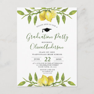 Sweet Lemons Green Graduation Party Invitation