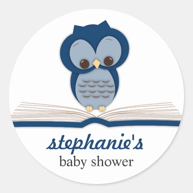 Sweet Little Baby Book Boy Owl Favoriser Sticker (Devant)