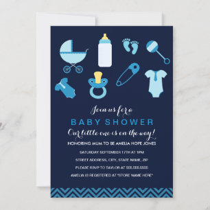 Sweet Little Baby Boy Baby shower bleu Invitation