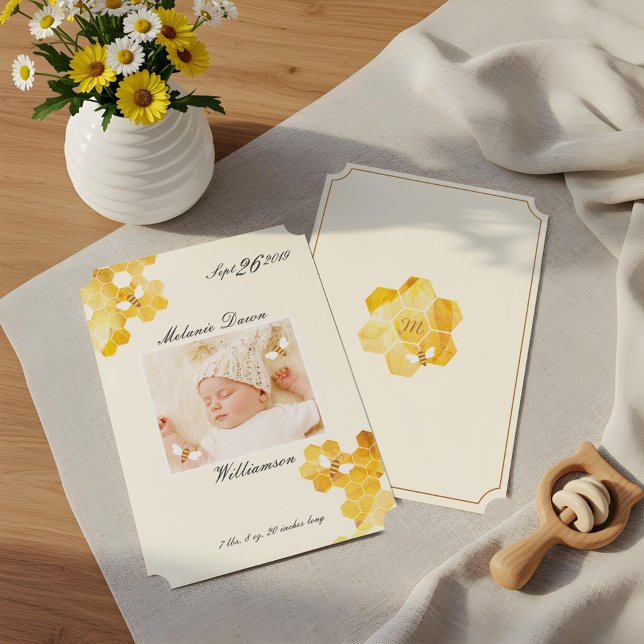 Sweet Little Bee Baby Photo Faire-part de naissanc (Sweet Little Bee Baby Photo Birth Announcement)