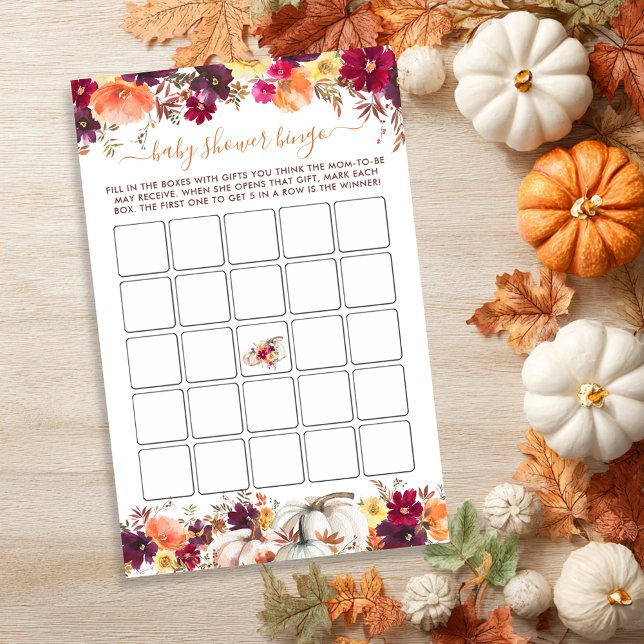 Sweet Little Citrouille Automne Baby shower floral (Sweet Little Pumpkin Fall Floral Baby Shower Bingo)