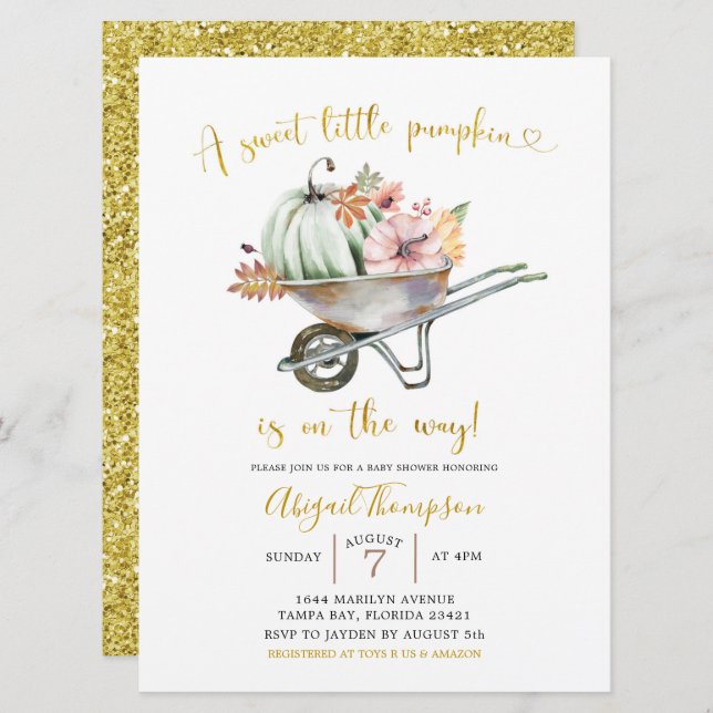 Sweet Little Citrouille Baby shower Invitation (Devant / Derrière)