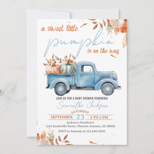Sweet Little Citrouille Baby shower Invitation (Devant)
