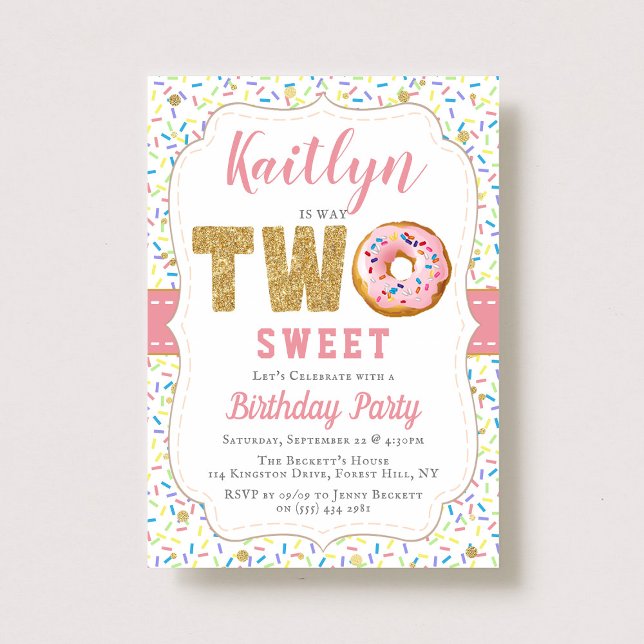 Sweet Little Donut Girls 2nd Birthday Invitations (Créateur téléchargé)