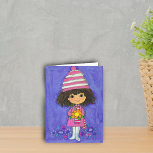 Sweet Little Girl Avec Daisy Carte Anniversaire