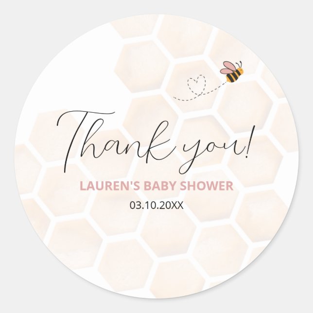 Sweet Little Honey Baby Shower Thank You Sticker (Devant)
