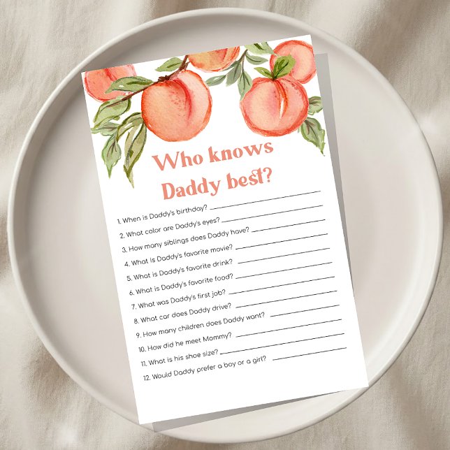 Sweet Little Peach Baby Shower Who knows Dad Game (Créateur téléchargé)