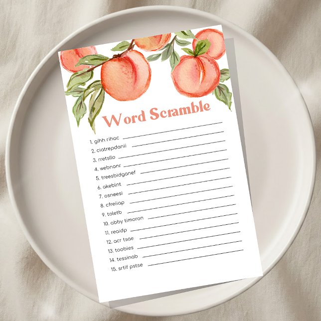 Sweet Little Peach Baby Shower Word Scramble Game (Créateur téléchargé)