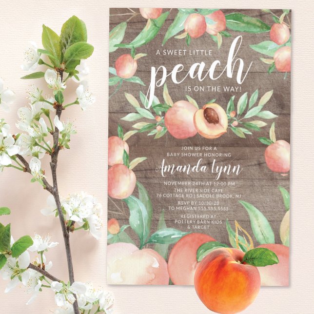 Sweet Little Peach Girls Baby shower Invitation (Créateur téléchargé)