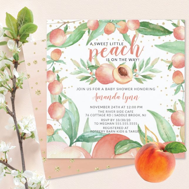 Sweet Little Peach Girls Baby shower Invitation (Créateur téléchargé)