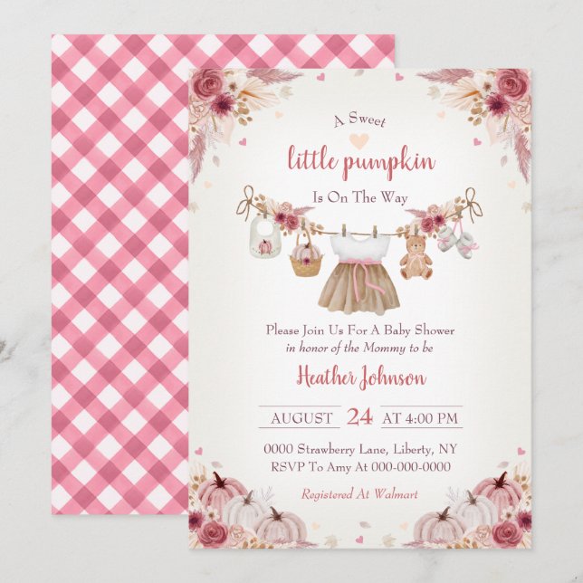 Sweet Little Pumpkin Autumn Baby Shower Invitation (Devant / Derrière)