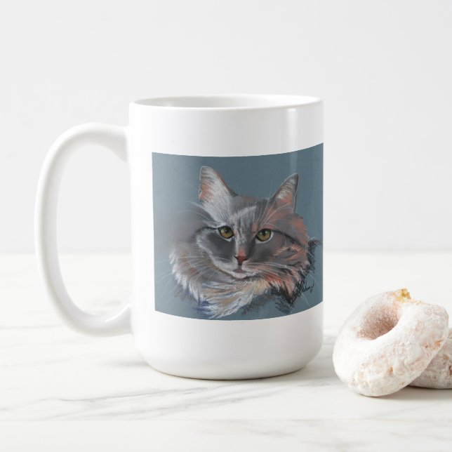 Sweet Long Hair Chat Fun Colorful Original Mug (Avec donut)