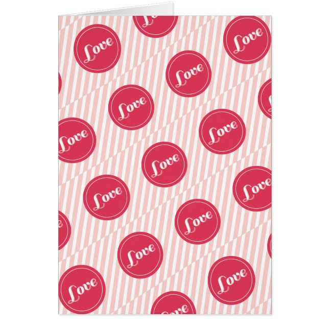 Sweet Love Pink Stripes Valentine's Day Note Card (Devant)