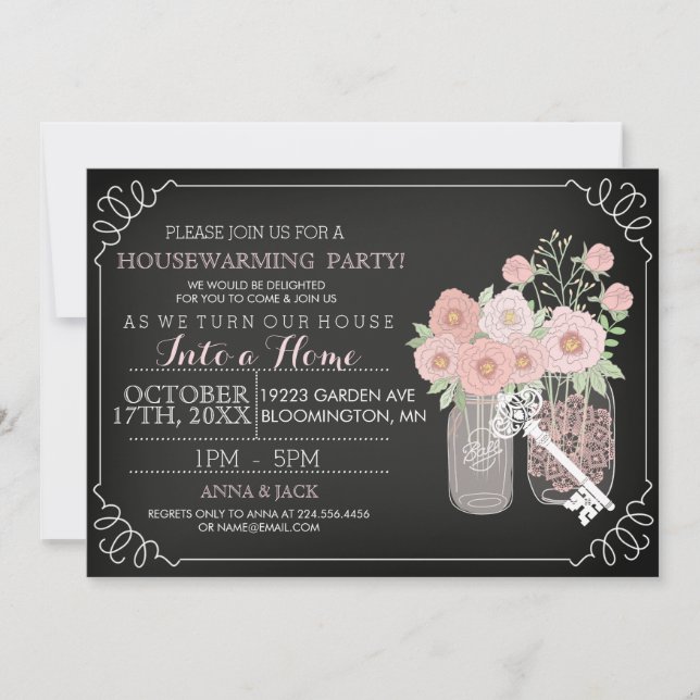 Sweet Mason Jar Chalkboard Invitation de chauffage (Devant)