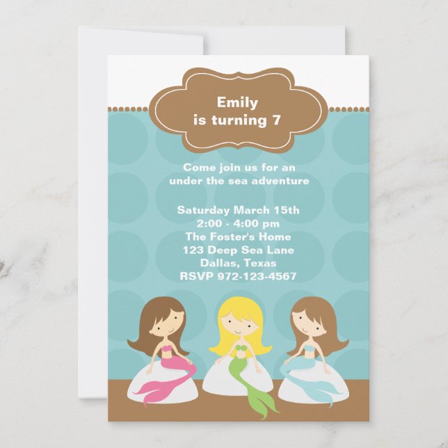 Sweet Mermaids Invitations d'anniversaire (Devant)