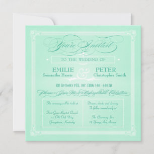 Sweet Mint Green Faire-part de mariage style affic