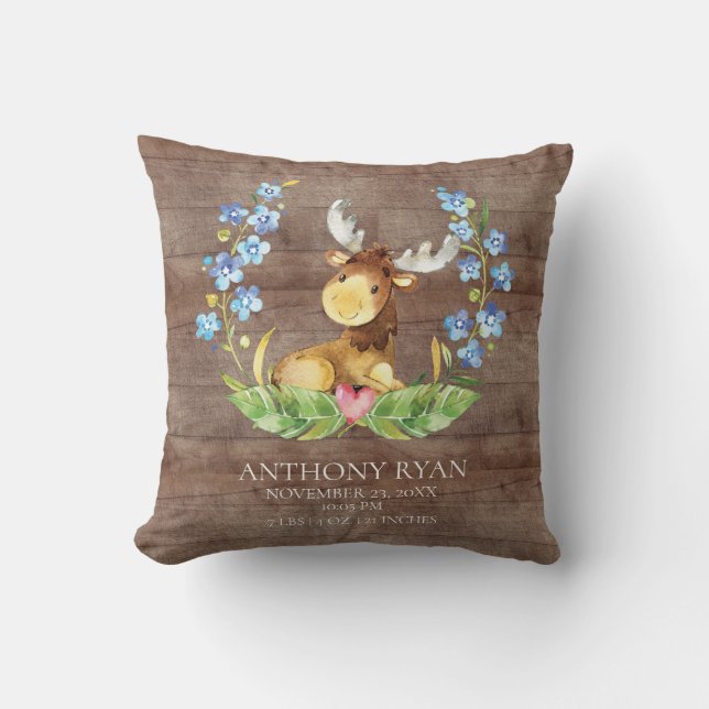 Sweet Moose Baby Coussin statistiques de naissance (Recto)