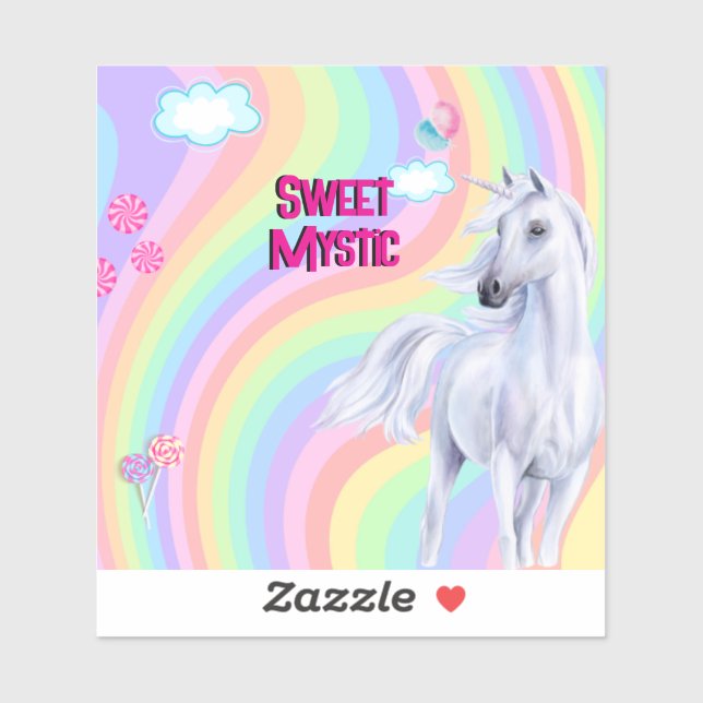Sweet Mystic la licorne sur un autocollant (Feuille)