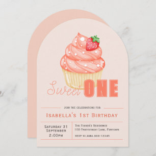 Sweet ONE 1er anniversaire fille arc Invitation