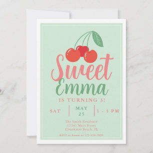 Sweet One Cherry 3e Invitation anniversaire